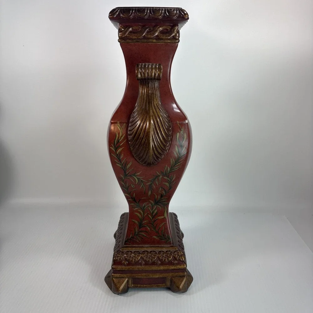 Raymond Waites Toyo Elephant Vase Ornate Floral Mantel Asian Decor Oxblood Red